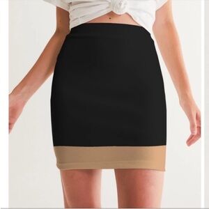 Express color black and tan block pencil skirt small